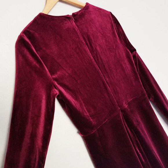 NEW Bardot Morgan Velvet Midi Dress in Burgundy Size 8 Slit Holiday No Belt $119 - Picture 10 of 16